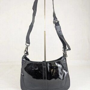 Authentic GUCCI Jackie Black Patent Leather Hobo Shoulder Bag Made in Italy